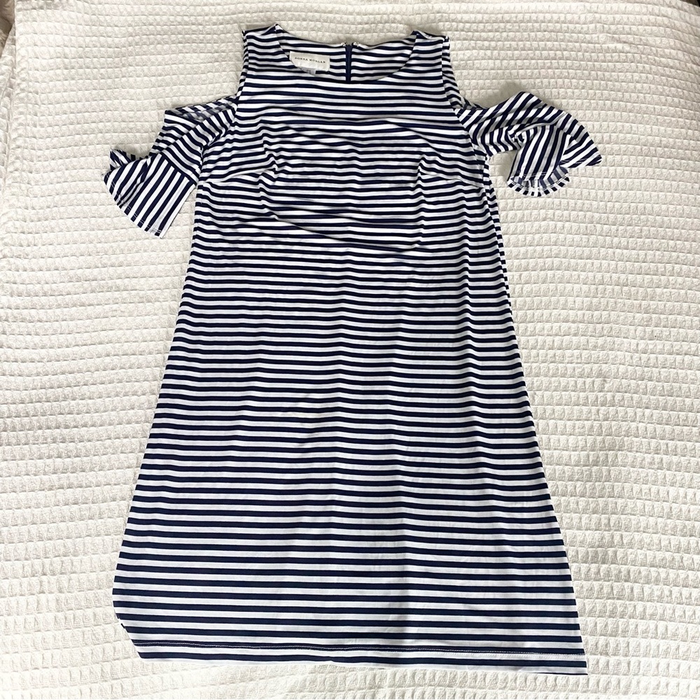 Donna Morgan Navy and White Striped Dress size 6
